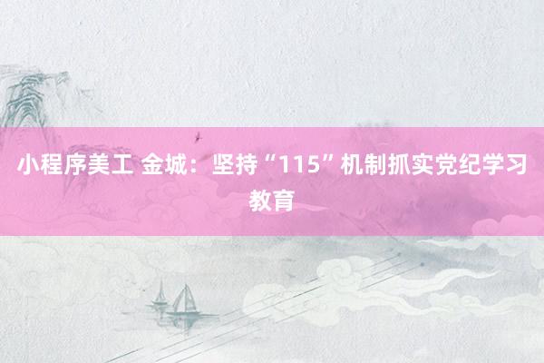 小程序美工 金城：坚持“115”机制抓实党纪学习教育