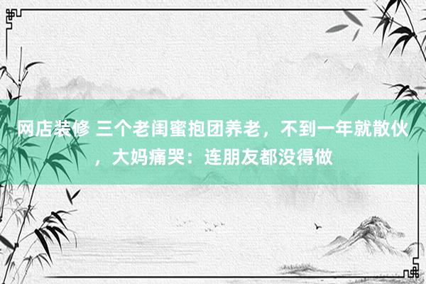 网店装修 三个老闺蜜抱团养老，不到一年就散伙，大妈痛哭：连朋友都没得做