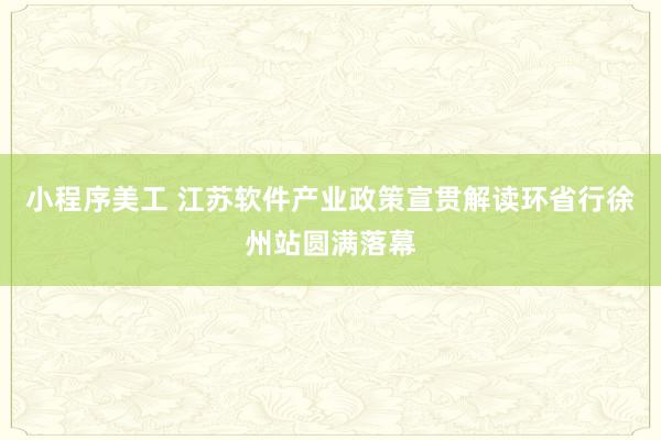 小程序美工 江苏软件产业政策宣贯解读环省行徐州站圆满落幕