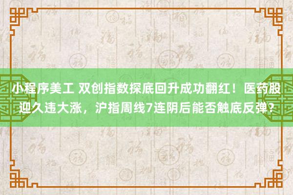 小程序美工 双创指数探底回升成功翻红！医药股迎久违大涨，沪指周线7连阴后能否触底反弹？