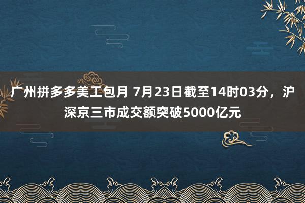 广州拼多多美工包月 7月23日截至14时03分，沪深京三市成交额突破5000亿元